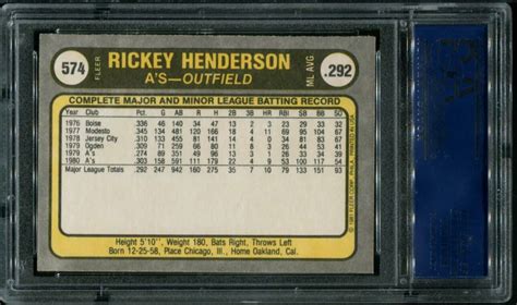 Fleer Rickey Henderson Psa Hof All Star Cards Inc