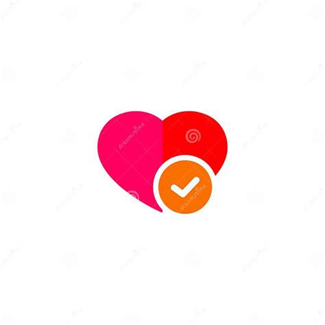 Check Mark In Heart Isolated On White Stock Vector Illustration Of