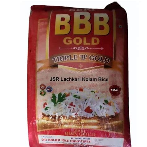 50kg BBB Gold JSR Lachkari Kolam Rice Packaging Type HDPE Bag At Rs