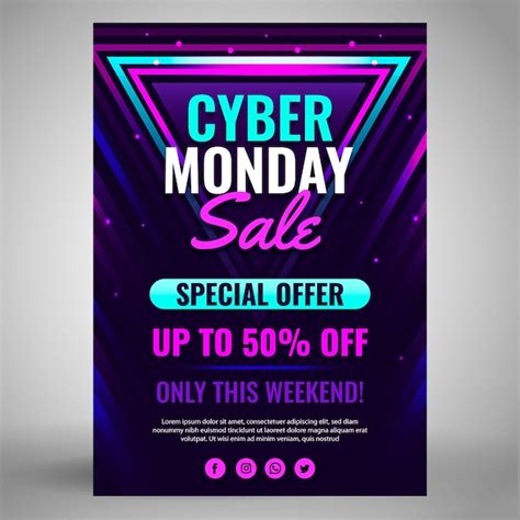 Plantilla De Cartel De Venta Vertical De Cyber Monday Plano Vector Gratis