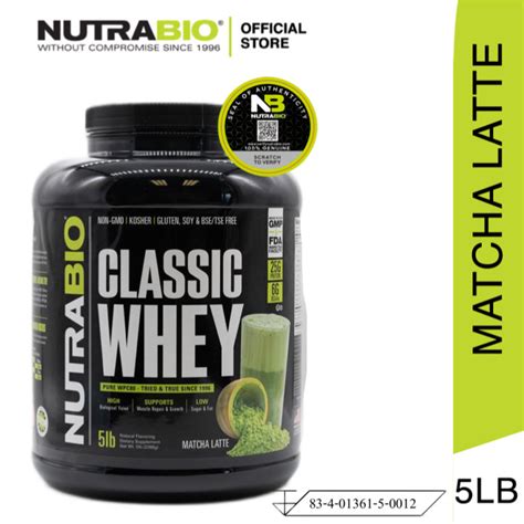 NutraBio CLASSIC WHEY 5lb 100 Whey Concentrate Matcha Latte Flavor