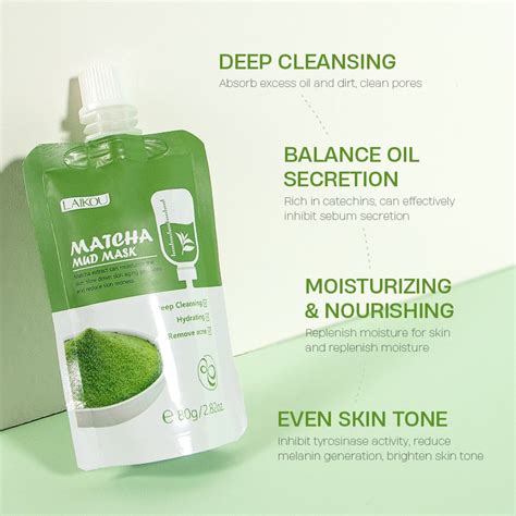 Laikou Matcha Mud Mask Deep Cleansing Blackhead Pores Clear Acne Oil