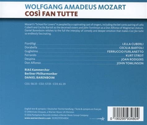 Mozart Cosi Fan Tutte Home Of Opera Daniel Barenboim CD Album