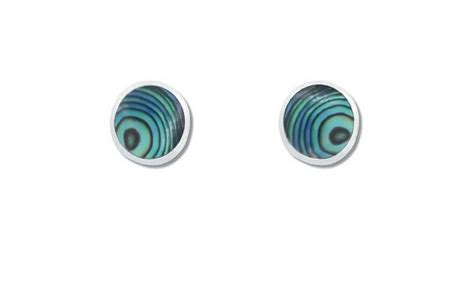 Silver Round 7 5mm Stud Earrings With Abalone Paua Shell 99 Fashion