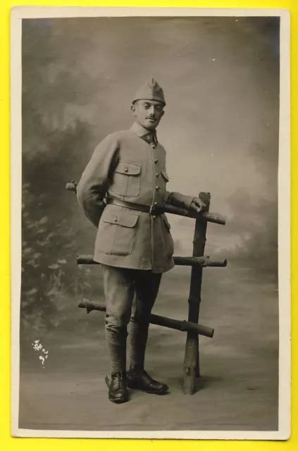 Cpa Carte Photo Militaire Soldat En Uniforme Du E R Giment