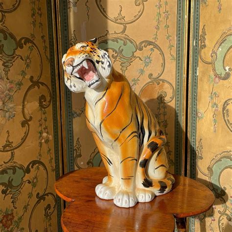 Sold Vintage Italian Ceramic Tiger Statuesculpture Mid Etsy