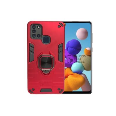 GENERICO CARCASA PARA SAMSUNG A21S ROJA ANTIGOLPE ANILLO PROTECTOR