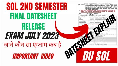 Sol Second Semester Final Datesheet Release July Sol Nd Semester