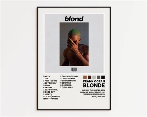 Frank Ocean Poster Blonde Album Wall Print Tracklist Poster Frank