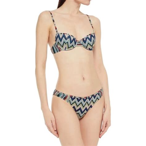 Missoni Swim Missoni Mare Woman Mare Crochetknit Bikini Light Bluegeensilver Size 42 Poshmark