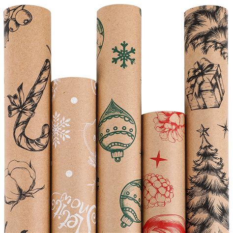 Amazon Kimober Rolls Christmas Wrapping Paper Brown Kraft Paper