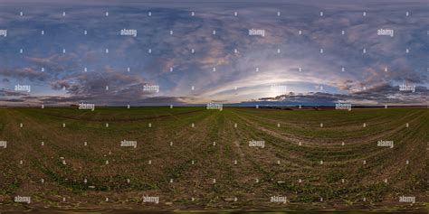 360 View Of Spherical 360 Hdri Panorama Among Farming Field With