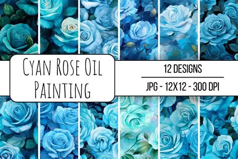 Cyan Rose Oil Painting Graphic by Juniper Moon · Creative Fabrica