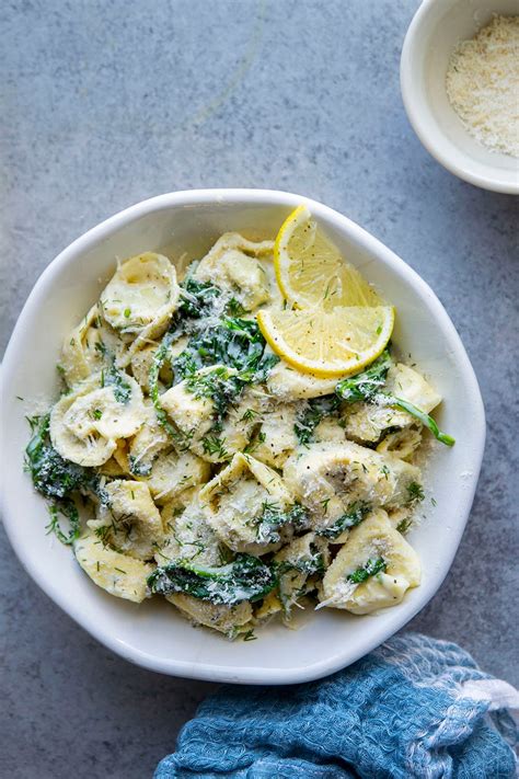 Lemon Dill Spinach Alfredo Tortellini