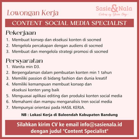 Lowongan Kerja Content Creator Di Sasienala Lokerbandung Id