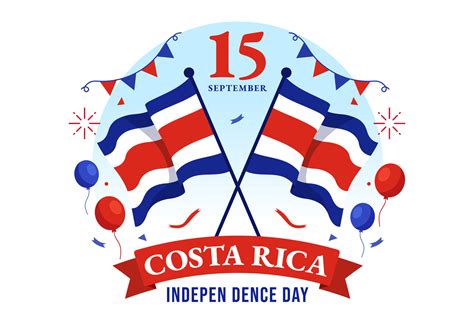 Happy Independence Day Of Costa Rica Vector Illustration On September