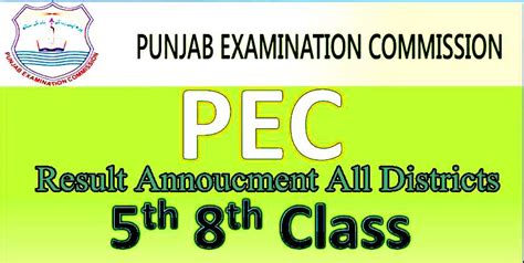 Pec Lahore Board 5th Class Date Sheet 2024 Punjab Examination Commission