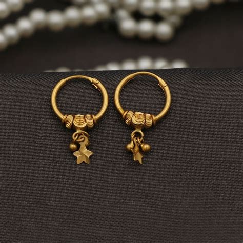 22k Gold Hoop Earrings Jewelry From India P1879 Etsy Gold Earrings