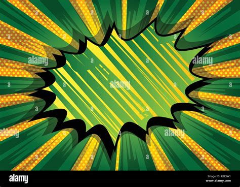 Vector Illustrated Retro Comic Book Background With Big Green Explosion