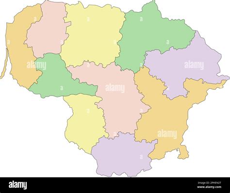 Lithuania Highly Detailed Editable Political Map Stock Vector Image