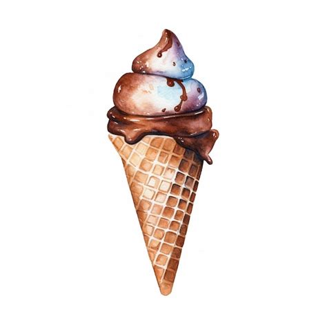 Premium Ai Image There Is A Watercolor Painting Of A Chocolate Ice