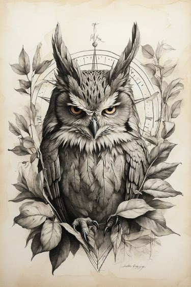 Owl Black And White Poster Picture Metal Print Paint By Decoydesign