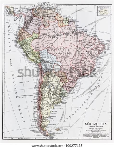 Vintage Map South America Political Overview Foto Stock