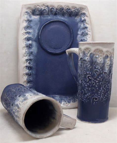 Clay Tom Coleman Porcelain Spectrum Glazes Under Texture Navy Over