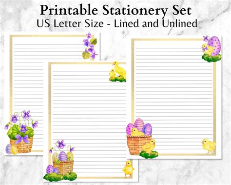 Printable Easter Stationery Set Lined Printable Paper Blank Paper Printable Easter Stationary