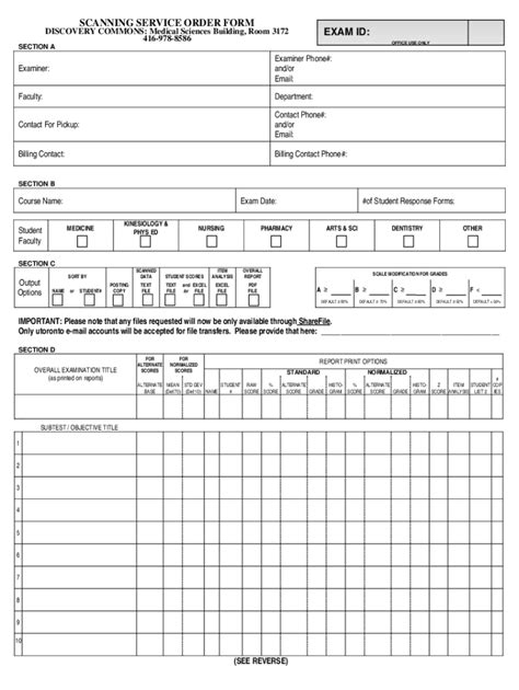 Fillable Online SCANNING SERVICE ORDER FORM Discovery Commons Fax