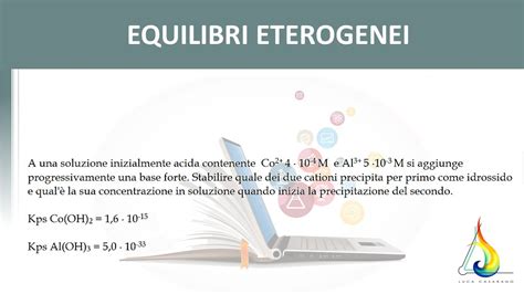 Equilibri eterogenei Solubilità di sali poco solubili 7 Esercizi di