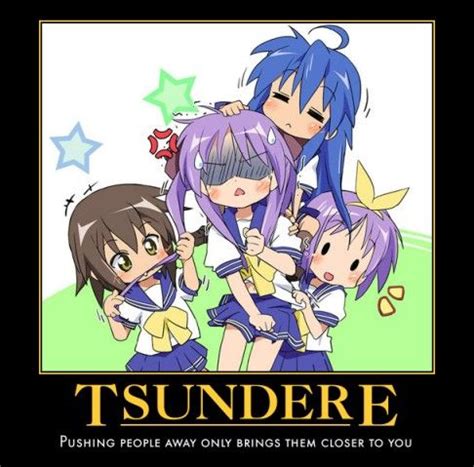 an image of some anime characters with caption that reads, tsundere ...