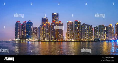 Busan city skyline panorama at Busan Marina and Gwangandaegyo Bridge ...