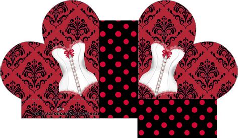 Kit Completo Chá de Lingerie Vermelho e Preto Arabesco