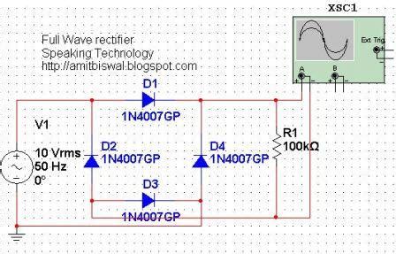 Full wave bridge rectifier circuit [Multisim Simulation] - Speaking ...