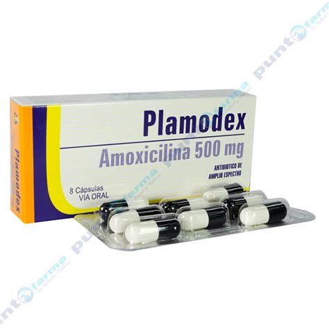 Plamodex Amoxicilina 500 mg Caja de 8 cápsulas Punto Farma