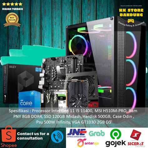 Jual PC RAKITAN INTEL CORE I5 11400 GEN 11 GT 1030 RAM 8GB PC