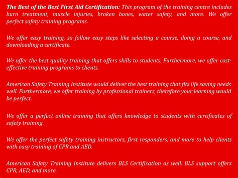 Ppt First Aid Certification Of American Safety Training Institute