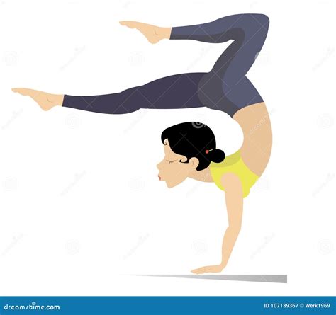 Young Woman With Lithe Figure Doing Sport Or Yoga Exercises Stock