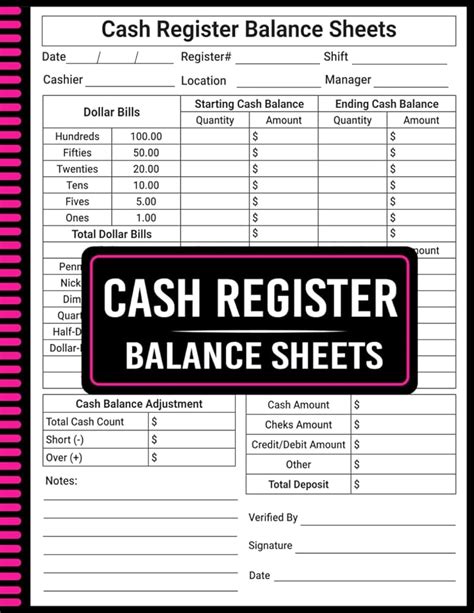 cash register balance sheet form accounting  cash register balance