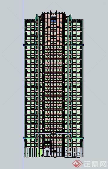 某新古典独栋高层住宅楼建筑su模型 原创 Sketchup模型库 毕马汇 Nbimer