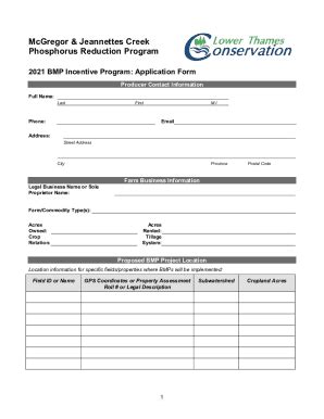 Fillable Online Bmp Incentive Program Application Form Fax Email