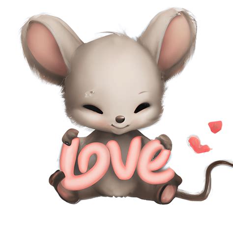 Cute Valentine Mouse With Love Text On A Heart Creative Fabrica