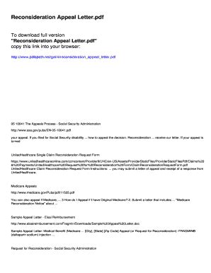 Fillable Online Reconsideration Appeal Letter Pdfslibforme Fax