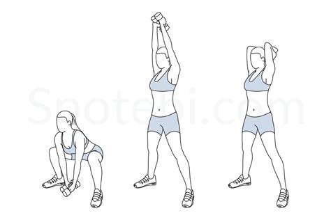 Squat With Overhead Tricep Extension | Illustrated Exercise Guide