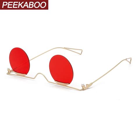 Peekaboo Vintage Round Festival Sunglasses For Men And Women Red Gold