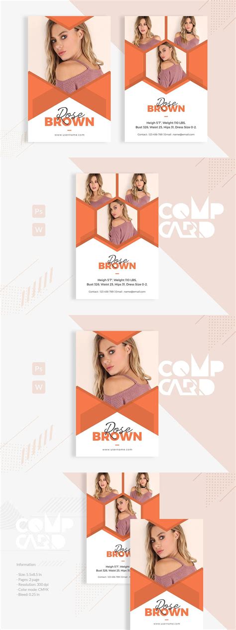 Modeling Comp Card Template Model Comp Card, Creative Cards, Card ...