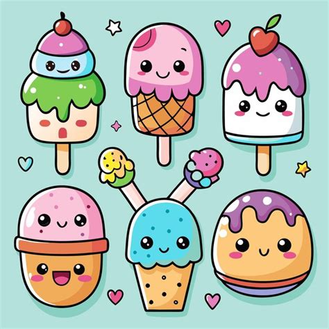 Cute Cartoon Ice Cream Characters With Different Flavors Premium Ai