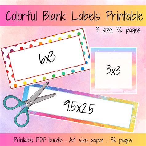 Rainbow Colored Blank Labels - Templates and Printables