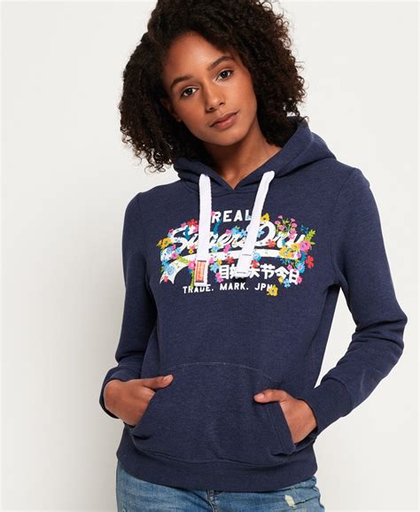 Superdry Vintage Logo Hoodie Mit Geflockter Stickerei Damen Damen